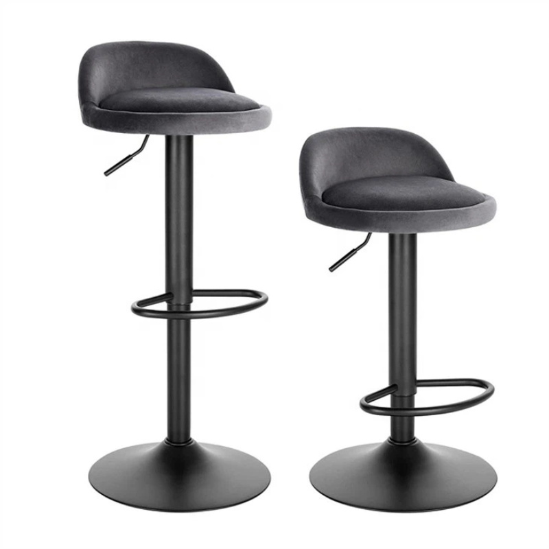 Velvet PU Fabric Counter Stool Set Of 2 Barstools