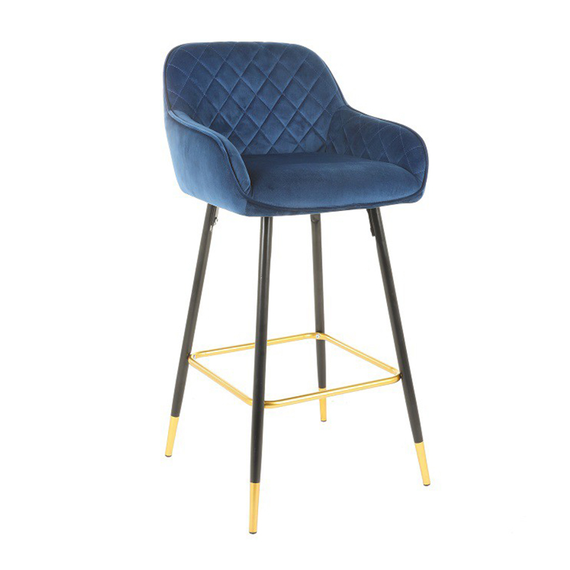 Wood Legs Modern Velvet Fabric Bar Chairs For Home/Shop