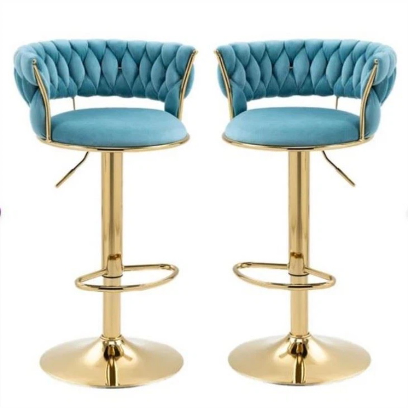 360-degree Swivel Adjustable Height Gold Leg Bar Stools