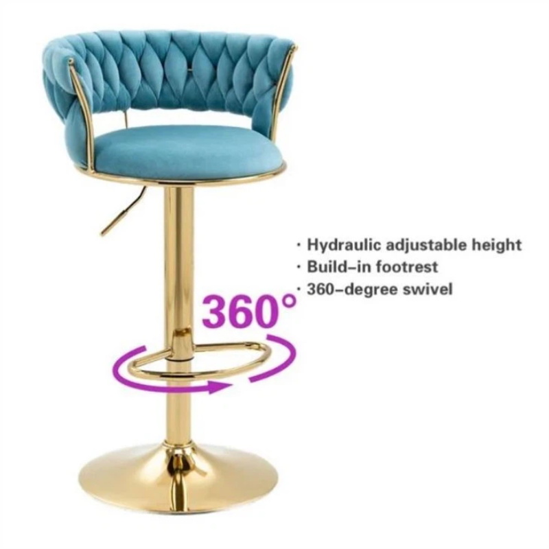 360-degree Swivel Adjustable Height Gold Leg Bar Stools