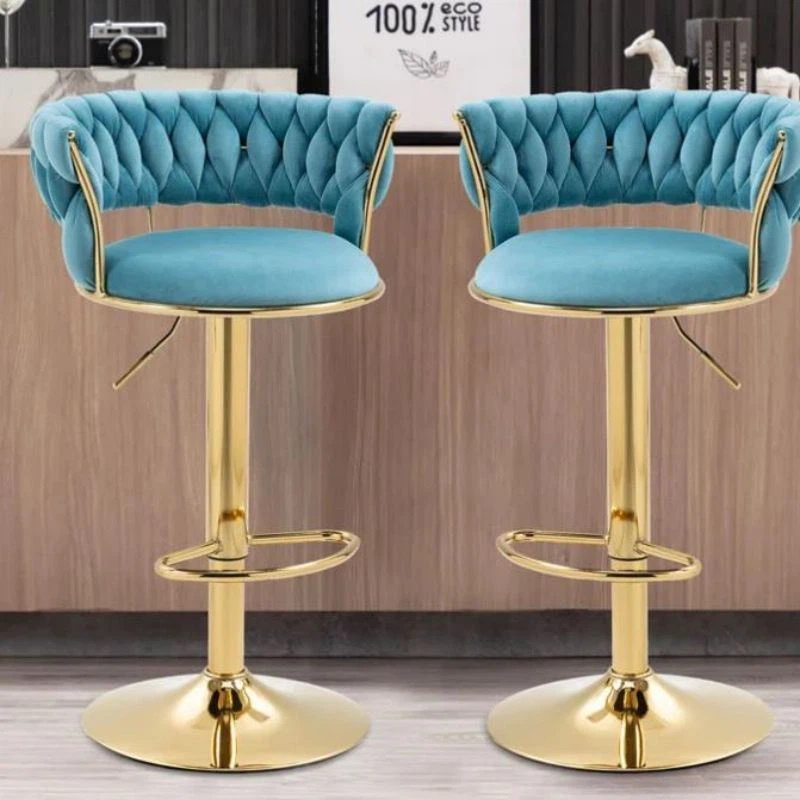 360-degree Swivel Adjustable Height Gold Leg Bar Stools