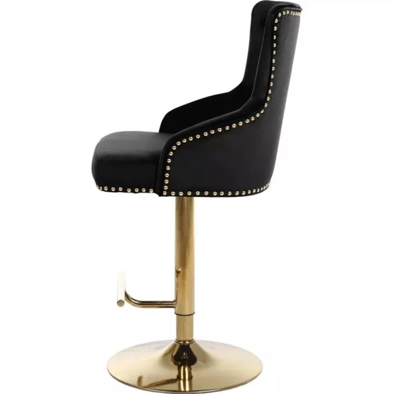 Black Velvet Fabric High Back Bar Stool Chairs