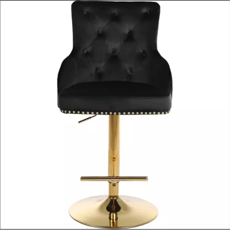 Black Velvet Fabric High Back Bar Stool Chairs