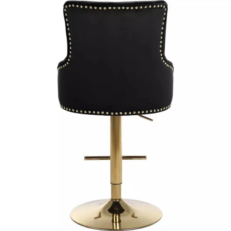 Black Velvet Fabric High Back Bar Stool Chairs