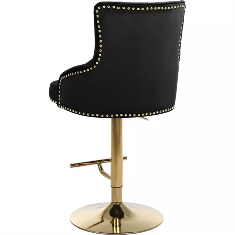 Black Velvet Fabric High Back Bar Stool Chairs