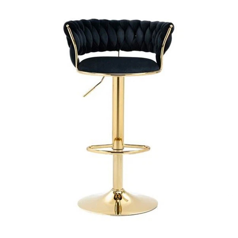 Black/Pink 360° Swivel Counter Stools With Golden Leg