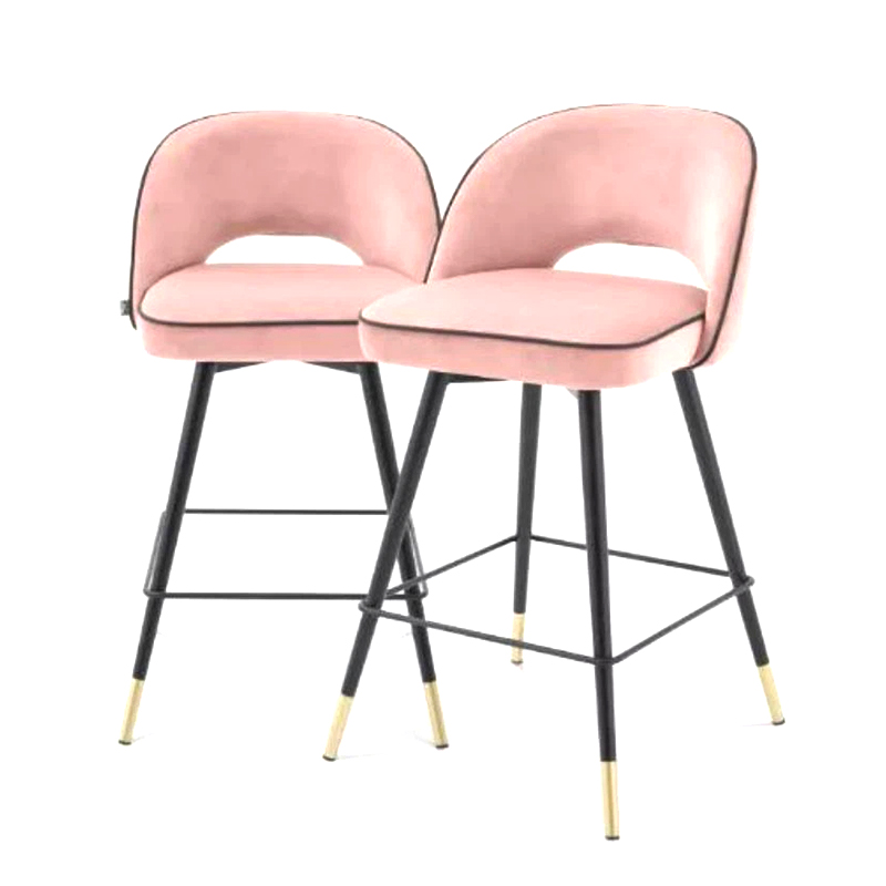 Pink Comfortable Bar Stool Set Of 2 For For Bars, Cafes