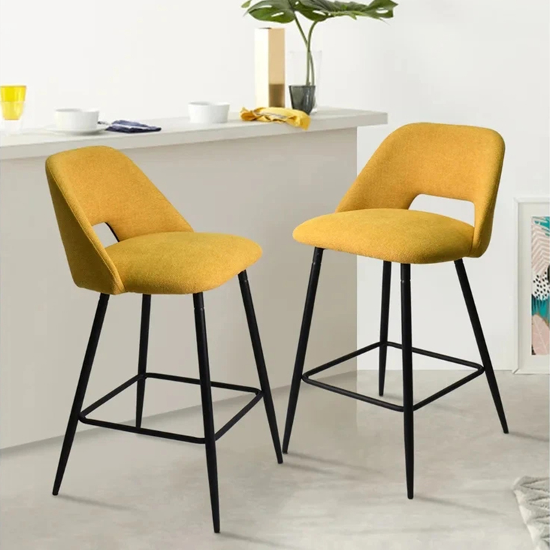 Yellow High Bar Stools With Sturdy Metal Frame