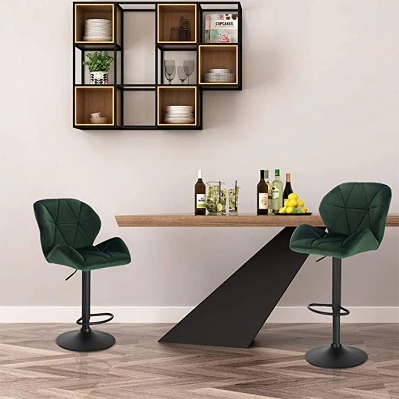 Adjustable Velvet Bar Stool For Office Lounge