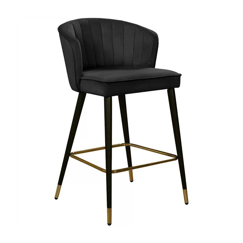 Black Velvet Kitchen Counter Height Bar Stools