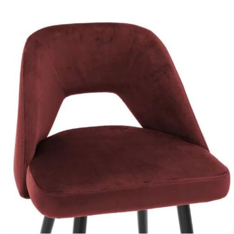 European Claret Bar Stools Set Seat With Metal Legs