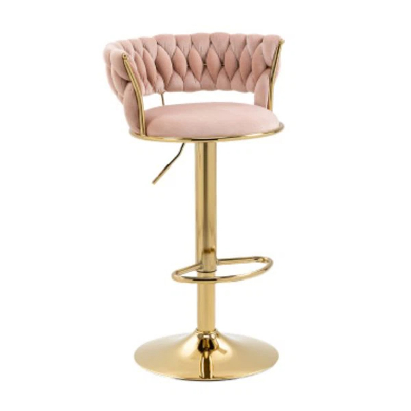 Gold Velvet Bar Stools Set Of 1 With Footrest