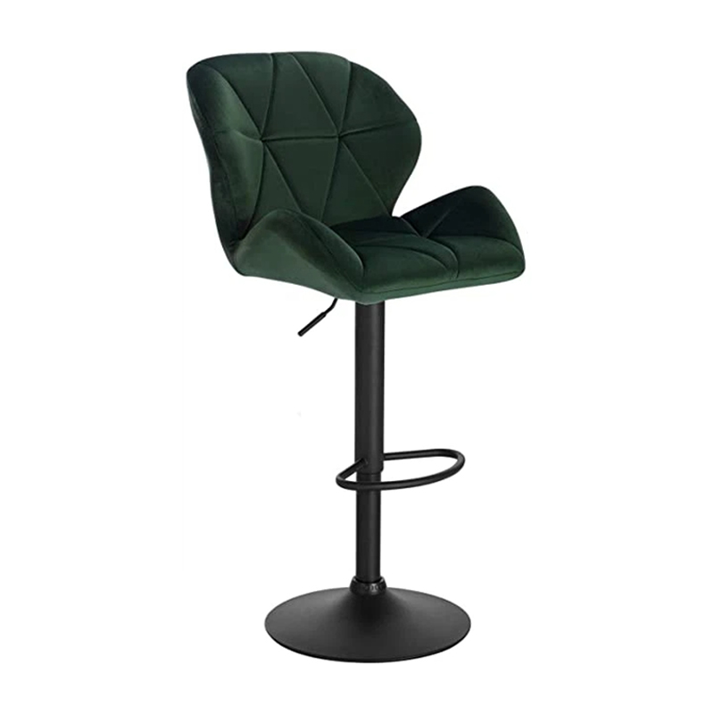 Velvet Swivel Counter Stool With High Backrest