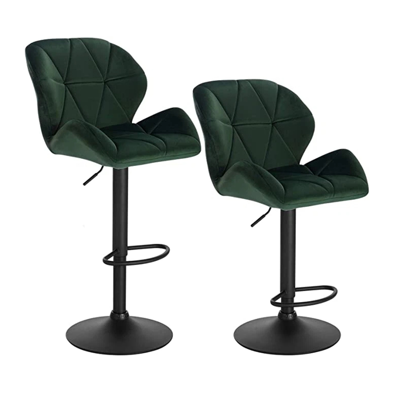 Velvet Swivel Counter Stool With High Backrest