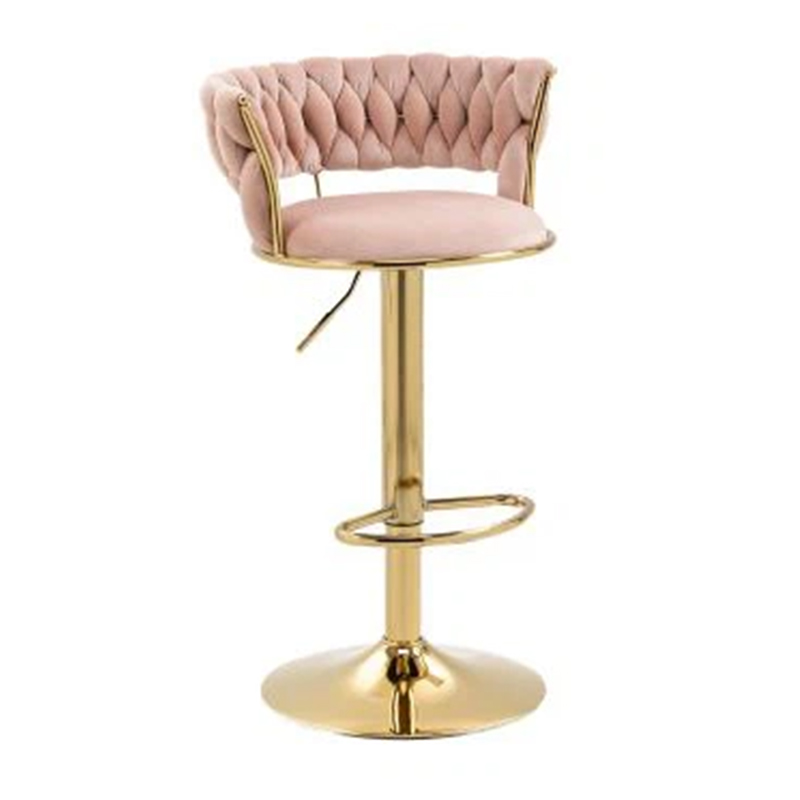 Black/Pink 360° Swivel Counter Stools With Golden Leg