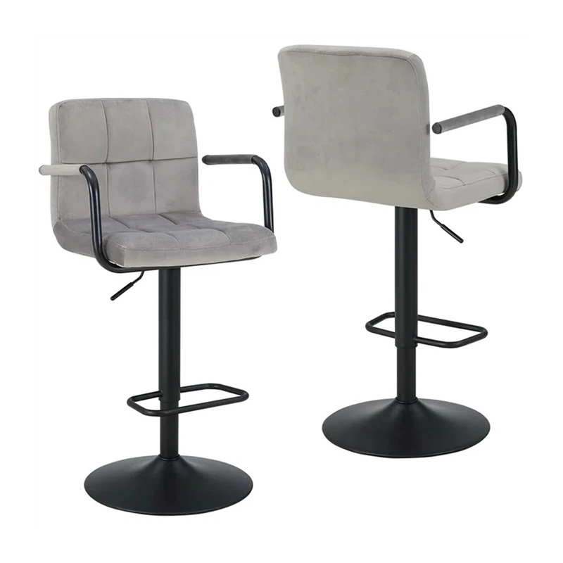 Modern Velvet Adjustable Counter Stool With Armrests