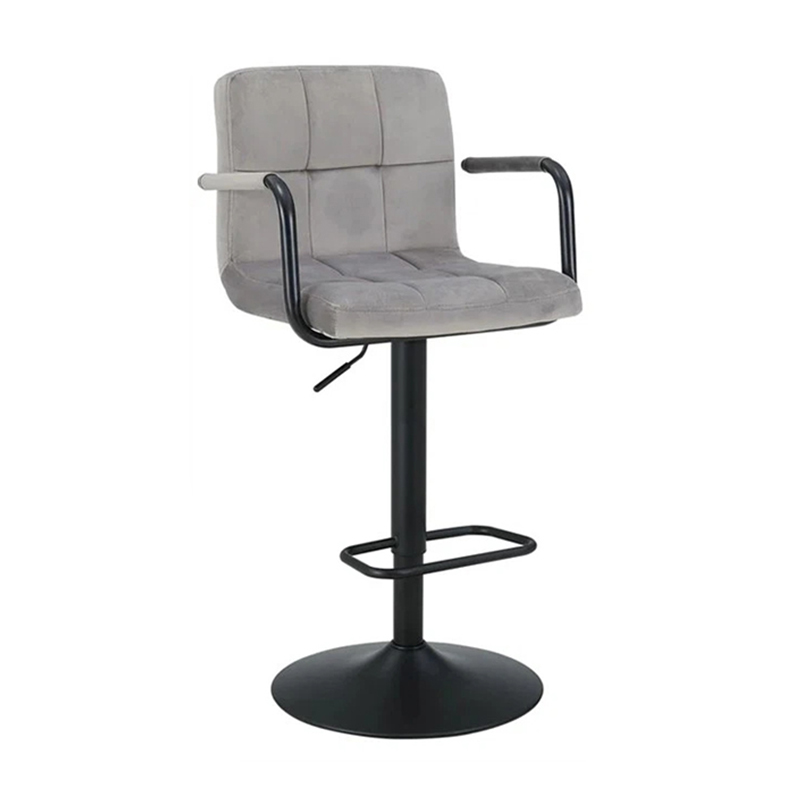 Modern Velvet Adjustable Counter Stool With Armrests