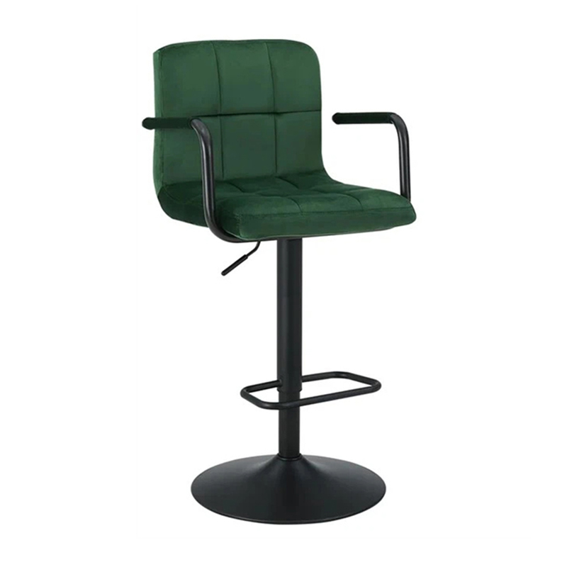 Set Of 2 Green Swivel Velvet Bar Stool With Arms