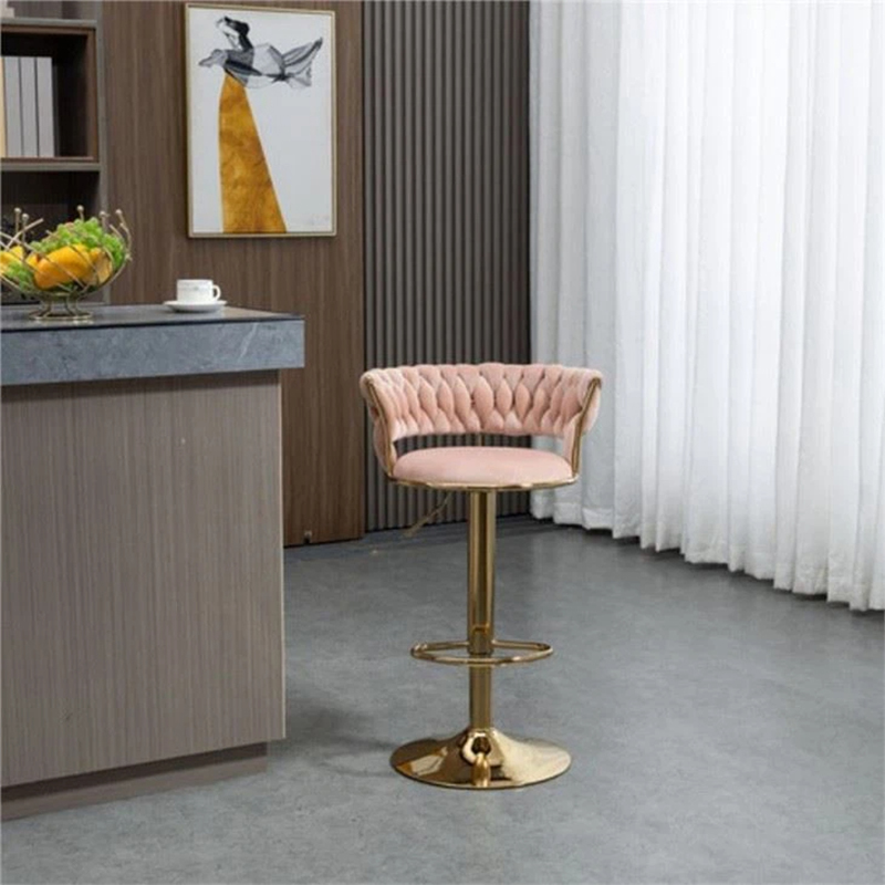 Gold Velvet Bar Stools Set Of 1 With Footrest