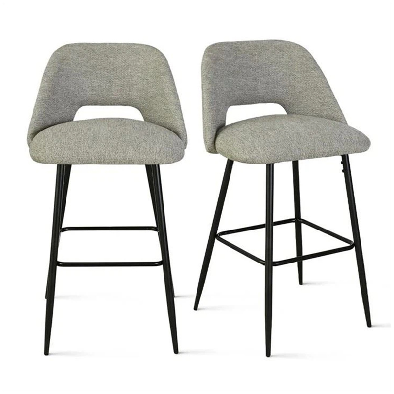 Grey Velvet Breakfast/Living Room Bar Stool Set Of 2