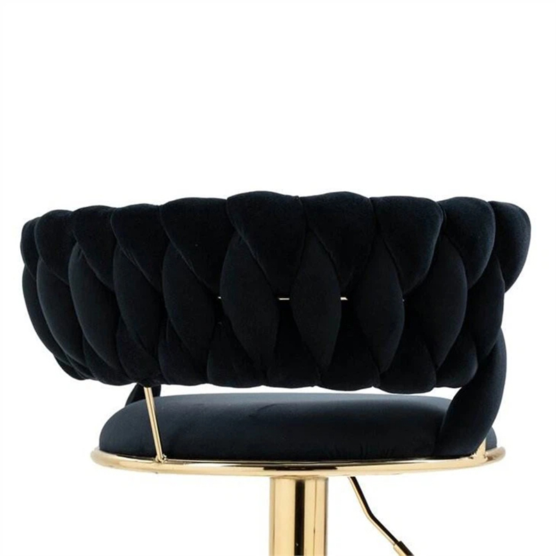 Black/Pink 360° Swivel Counter Stools With Golden Leg