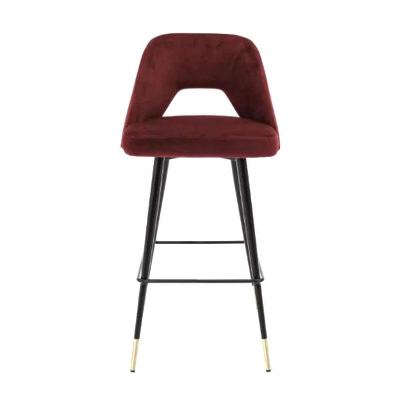 European Claret Bar Stools Set Seat With Metal Legs