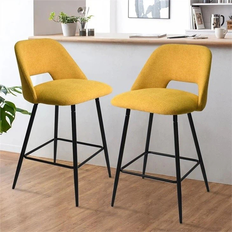 Yellow High Bar Stools With Sturdy Metal Frame