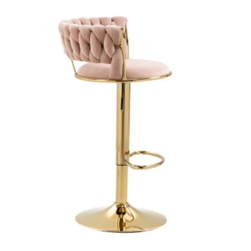 Gold Velvet Bar Stools Set Of 1 With Footrest