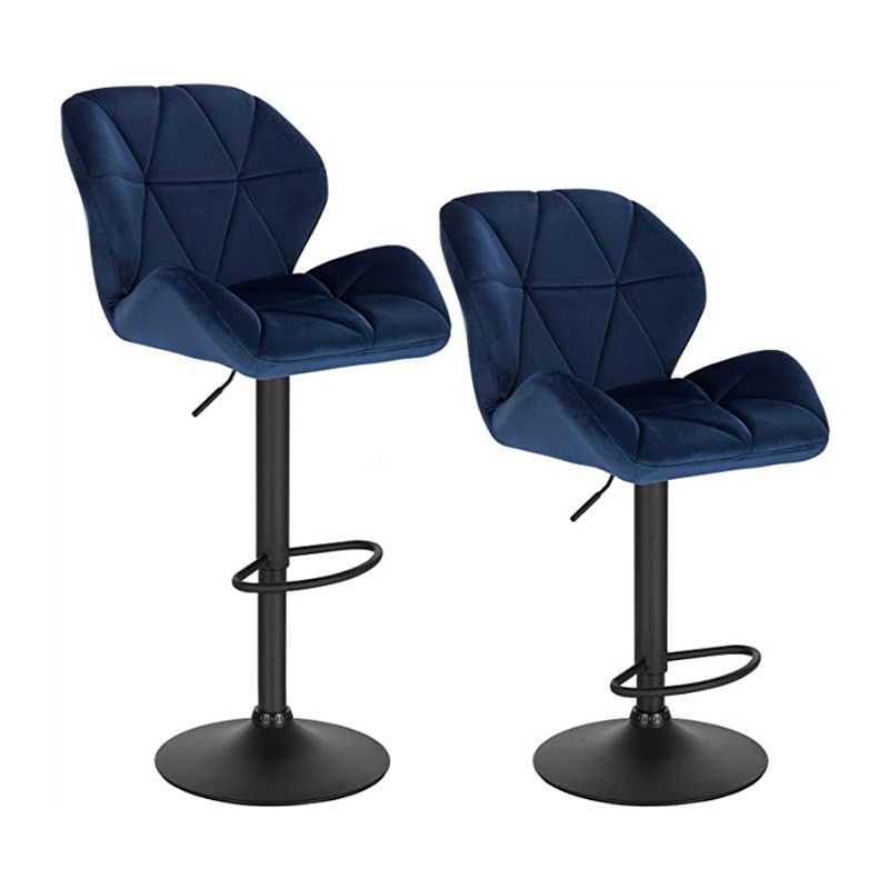 Velvet Swivel Counter Stool With High Backrest