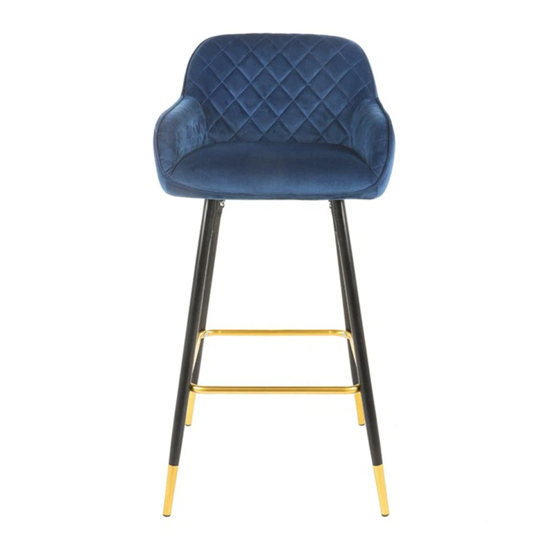 Modern Counter High Back Velvet Bar Stools