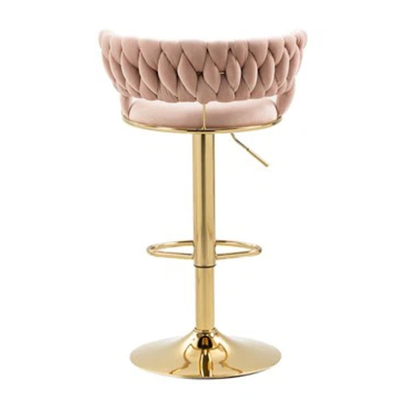 Modern Minimalist Pink Leisure High Velvet Bar Chair