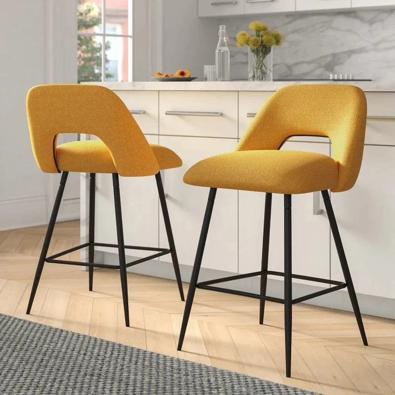 Yellow High Bar Stools With Sturdy Metal Frame