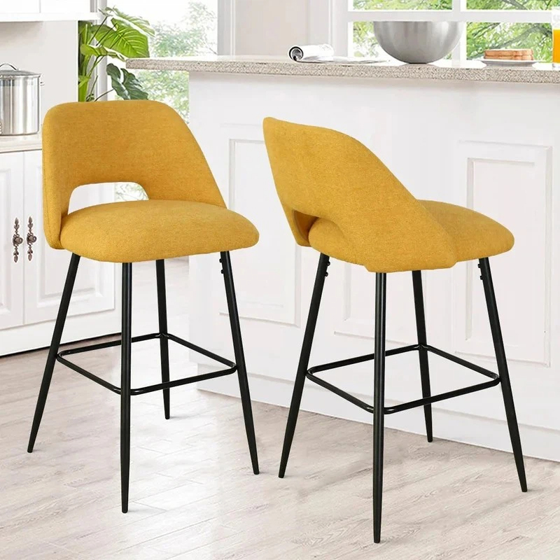 Yellow High Bar Stools With Sturdy Metal Frame