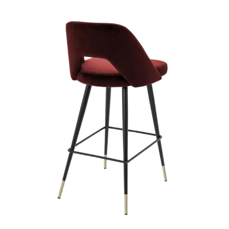 European Claret Bar Stools Set Seat With Metal Legs