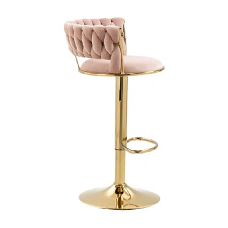 Modern Minimalist Pink Leisure High Velvet Bar Chair