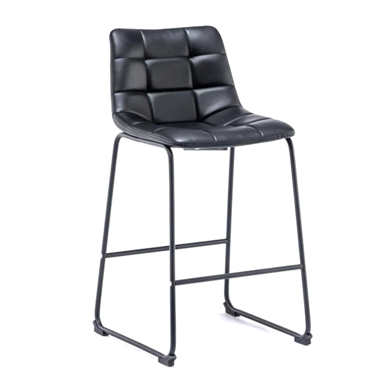 Black PU Leather Armless BarChairs With Metal Legs