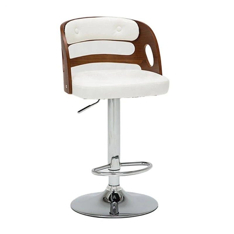 PU Seat Round Leather Chair Adjust Wood Bar Stool