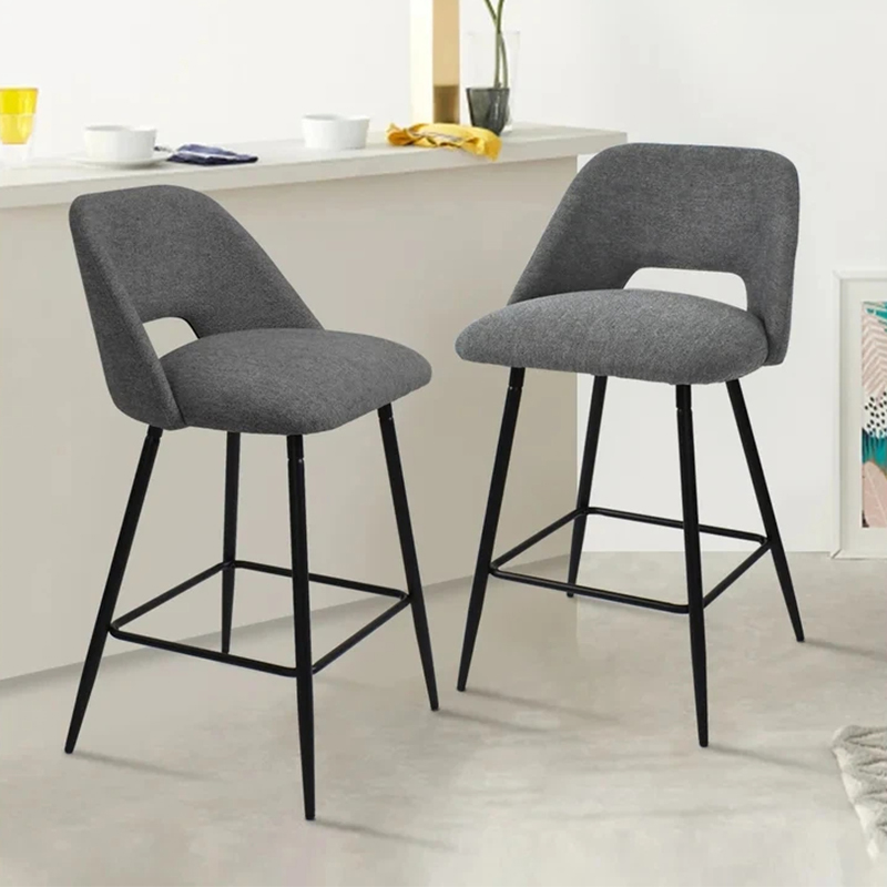 Stable Base Soft Velvet Bar Stool For Kitchen