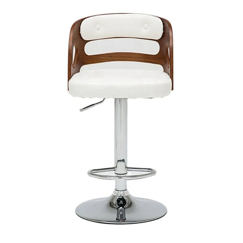 PU Seat Round Leather Chair Adjust Wood Bar Stool