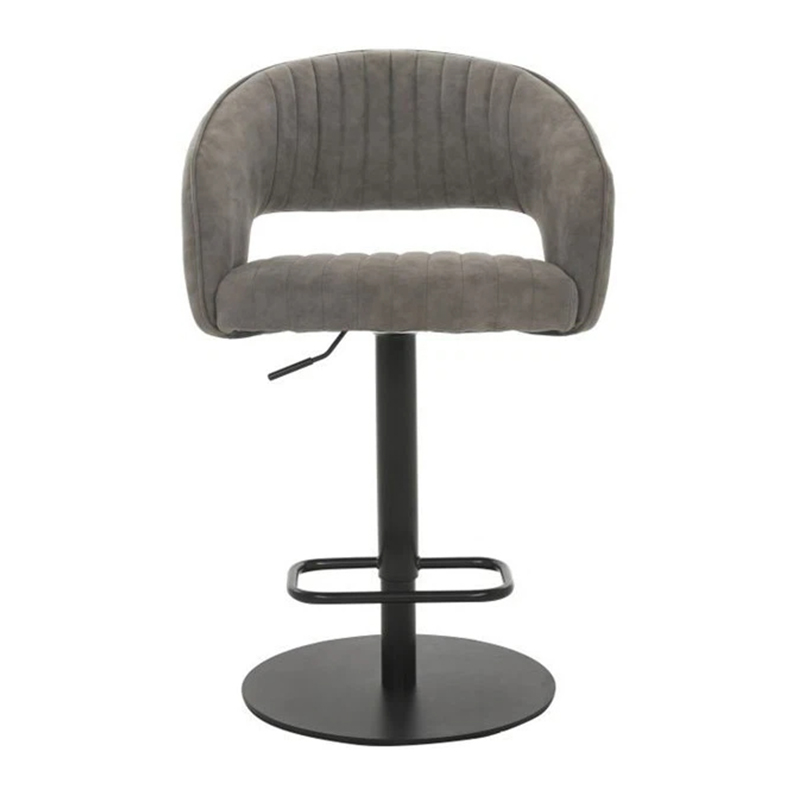 Swivel Height-Adjustable Upholstered Bar Stool With Back