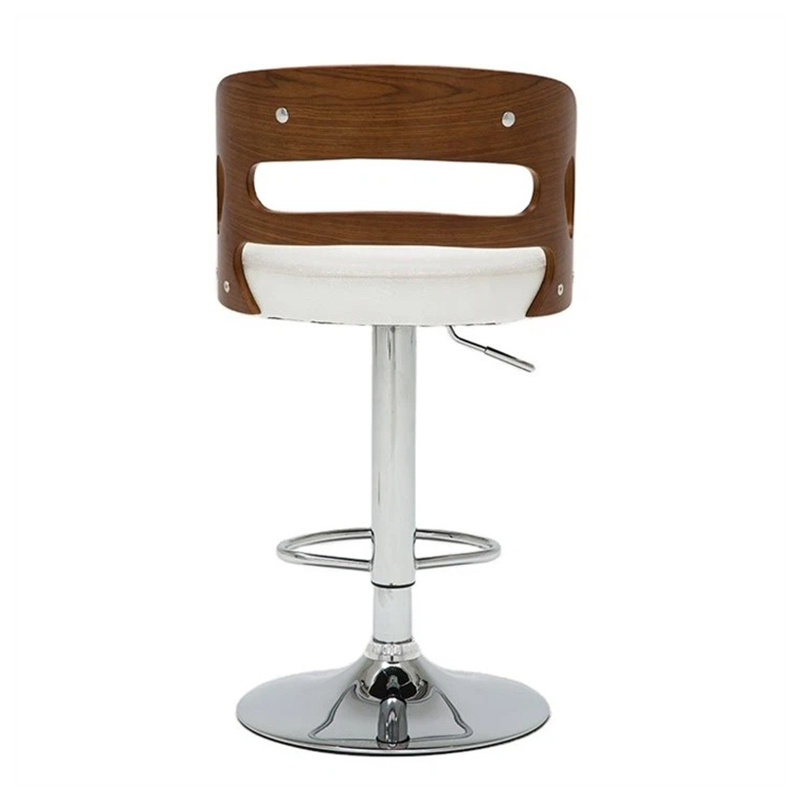 PU Seat Round Leather Chair Adjust Wood Bar Stool