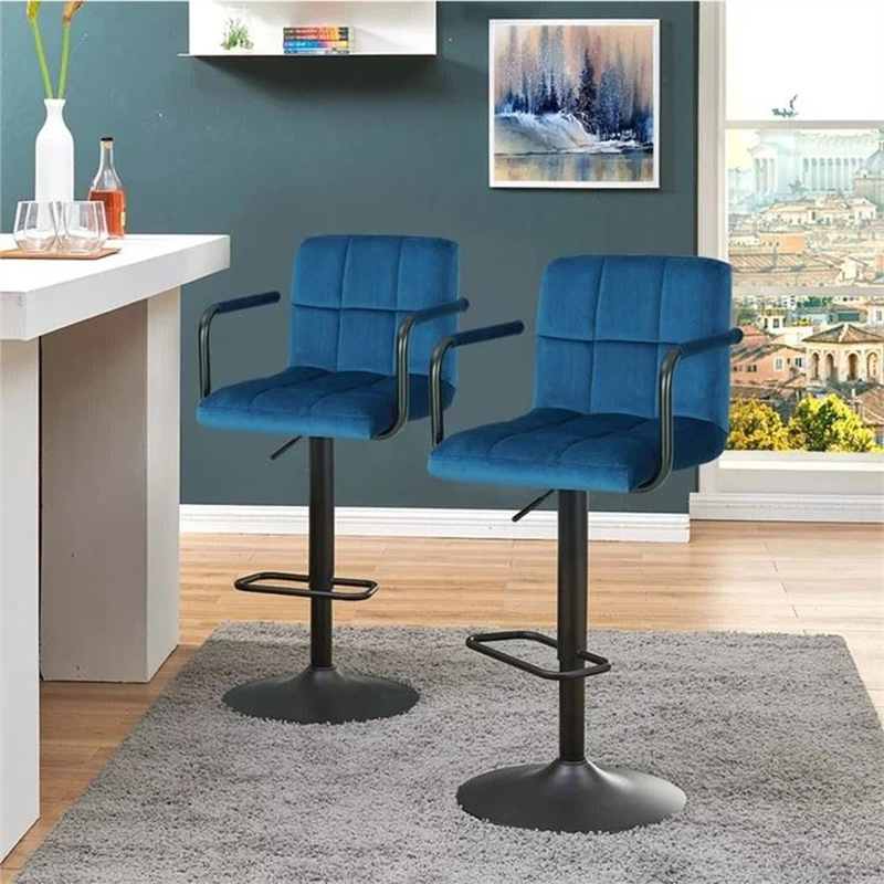 Modern Adjustable Luxury Velvet Bar Stools With Backrest