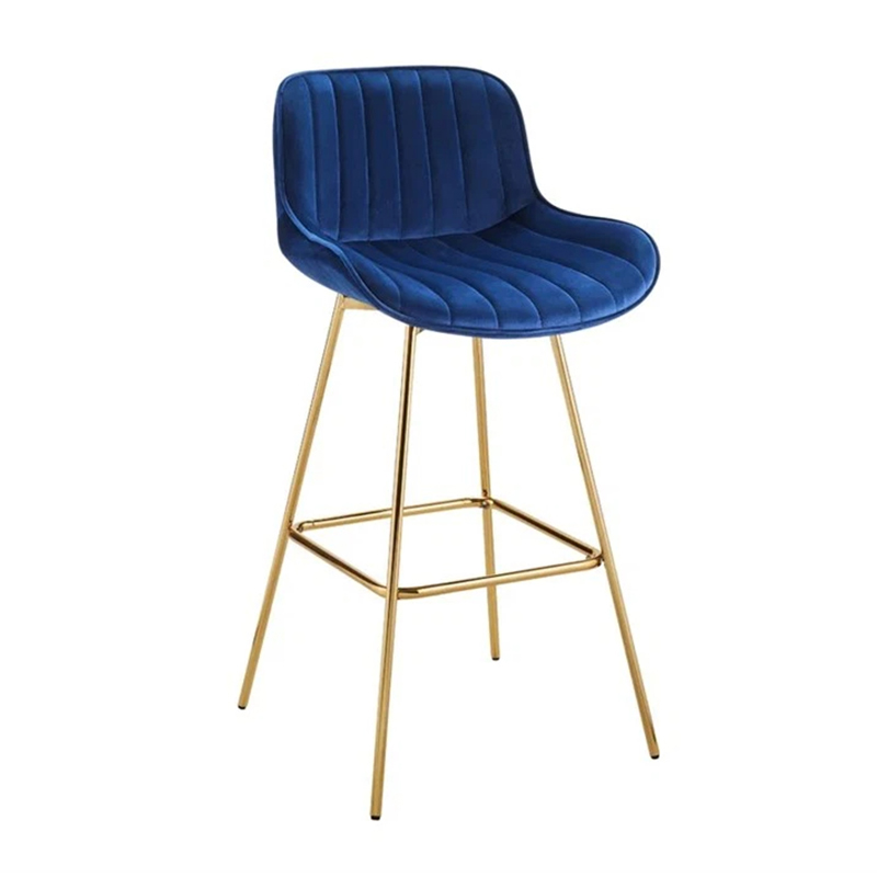 High Density Spongy Velvet Bar Stools With Gold Legs