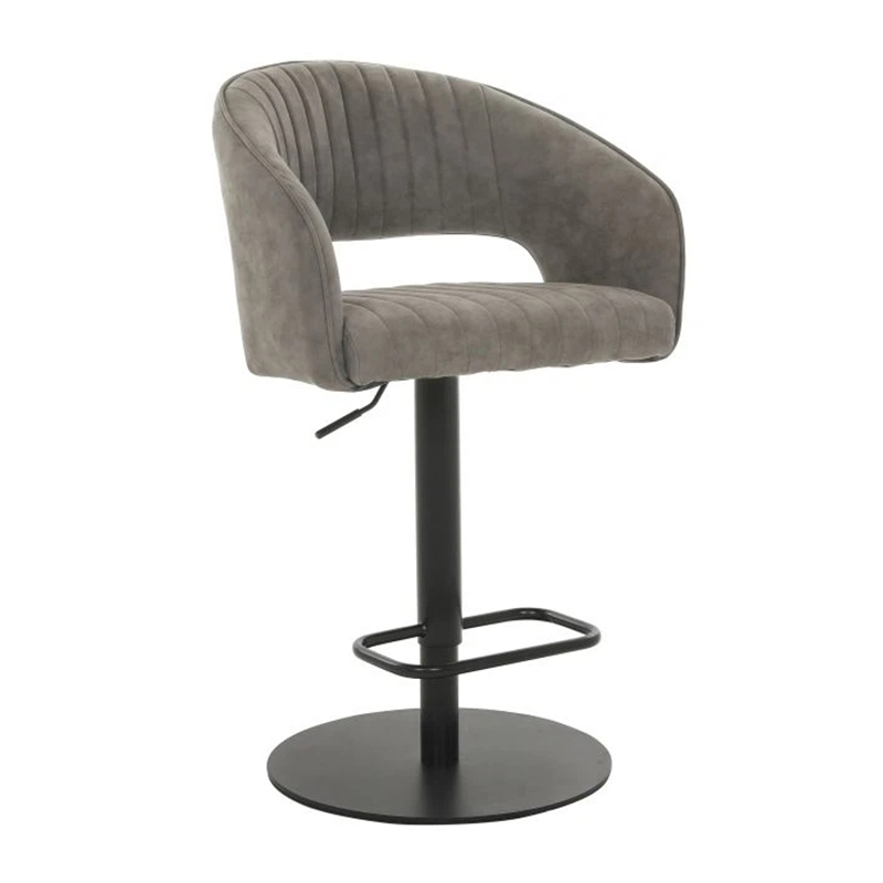 Swivel Height-Adjustable Upholstered Bar Stool With Back