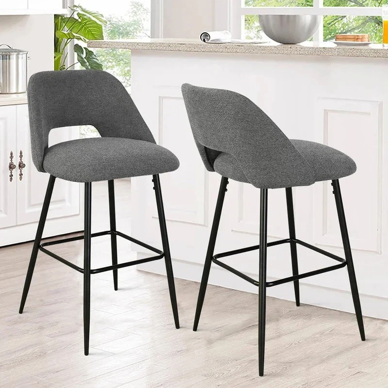 Stable Base Soft Velvet Bar Stool For Kitchen