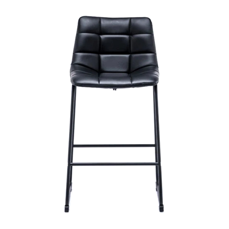 Black PU Leather Armless BarChairs With Metal Legs