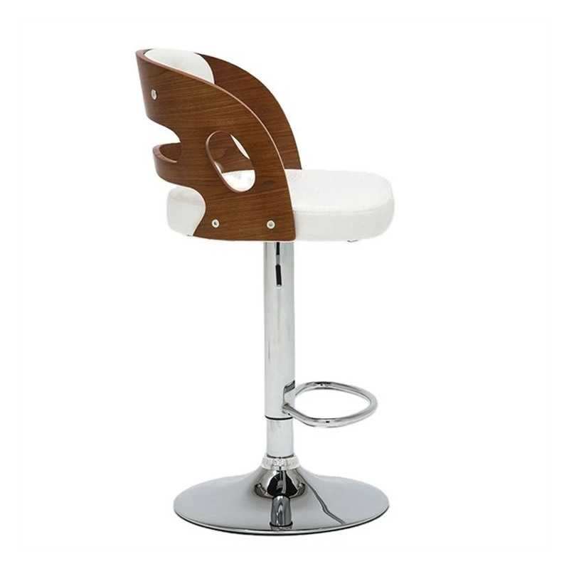 PU Seat Round Leather Chair Adjust Wood Bar Stool