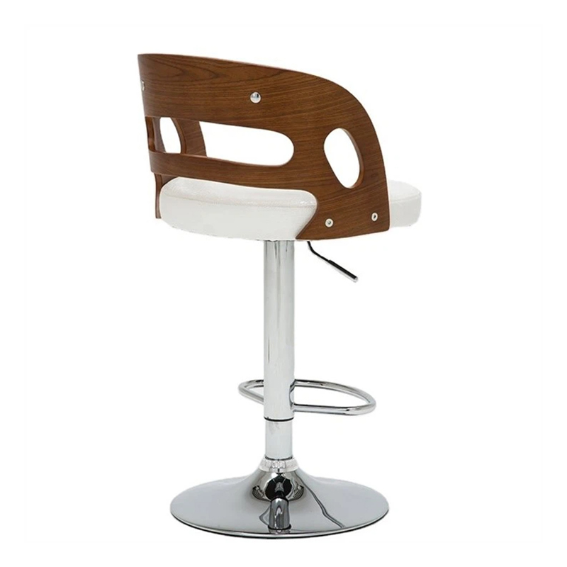 PU Seat Round Leather Chair Adjust Wood Bar Stool