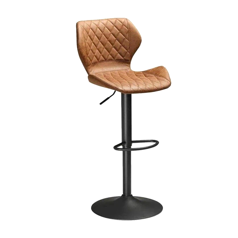 Brown 360-degree Swivel Fabric Bar Stools With Low-Back