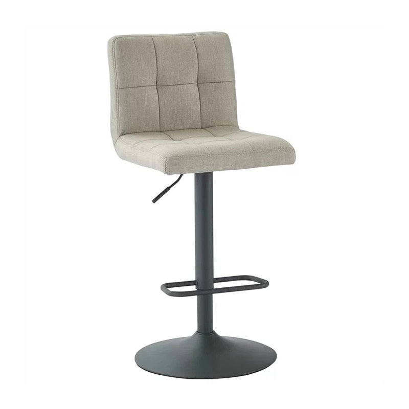 Linen Fabric Back Swivel Bar Stool With A Square-Shaped Footrest